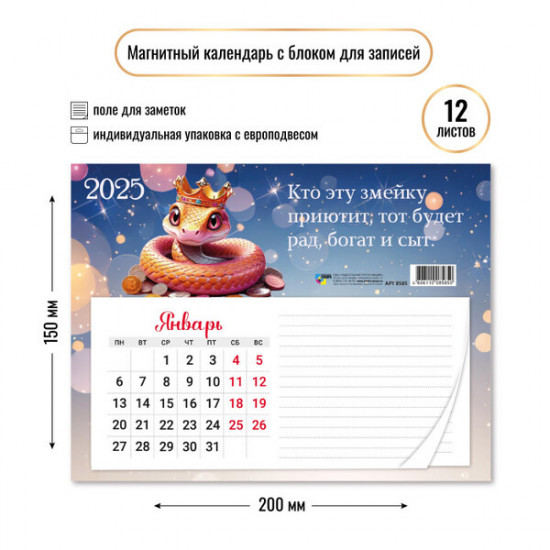 Календарь с блоком для записей на 2025 год «Звёздное небо» 