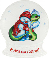 Наклейка для окон декоративная «Змейка и снеговик»