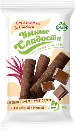 Батончики амарантовые с какао и шоколадной начинкой