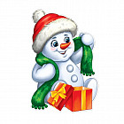 Плакат вырубной новогодний «Снеговик с шарфом»