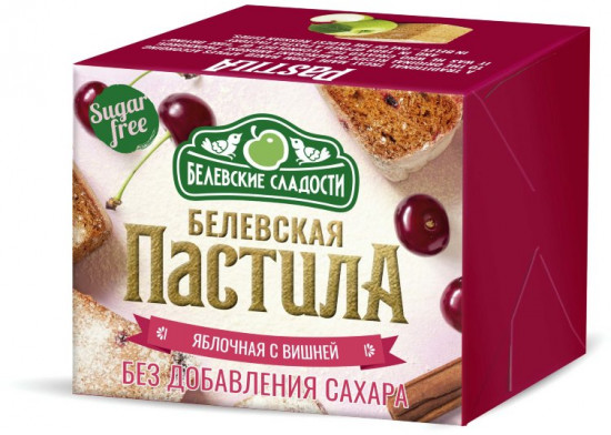 Пастила яблочная без сахара «Яблочная с вишней и корицей»