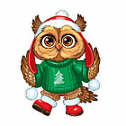 Плакат вырубной новогодний «Зимняя сова в шапочке»