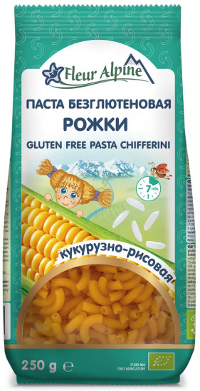Паста безглютеновая кукурузно-рисовая «Рожки»