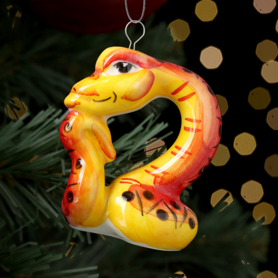Ёлочная игрушка символ года «Змей Мыслитель красный»
