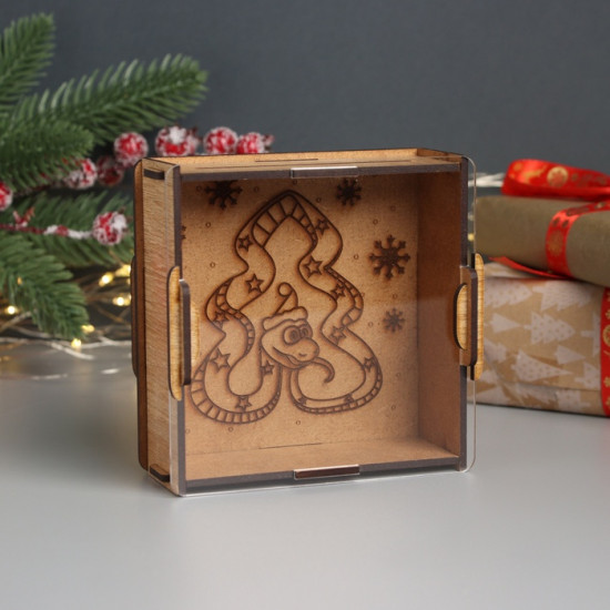 Новогодняя копилка с акрилом «Змея. Ёлка»