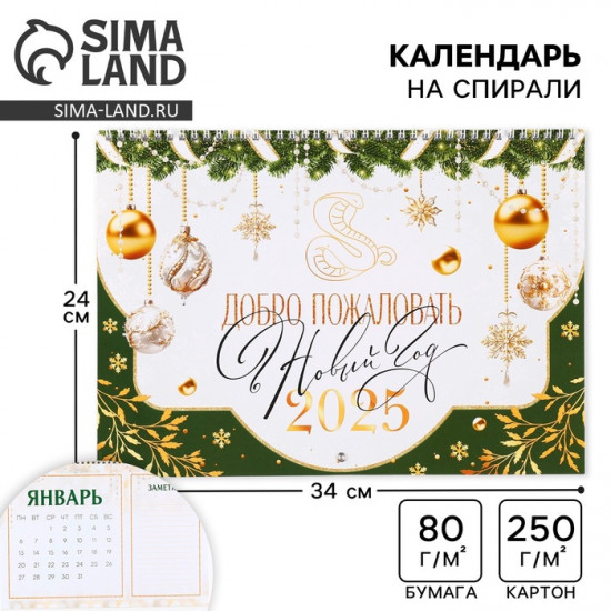 Календарь 2025 настенный, на спирали «Новый год: Добро пожаловать»