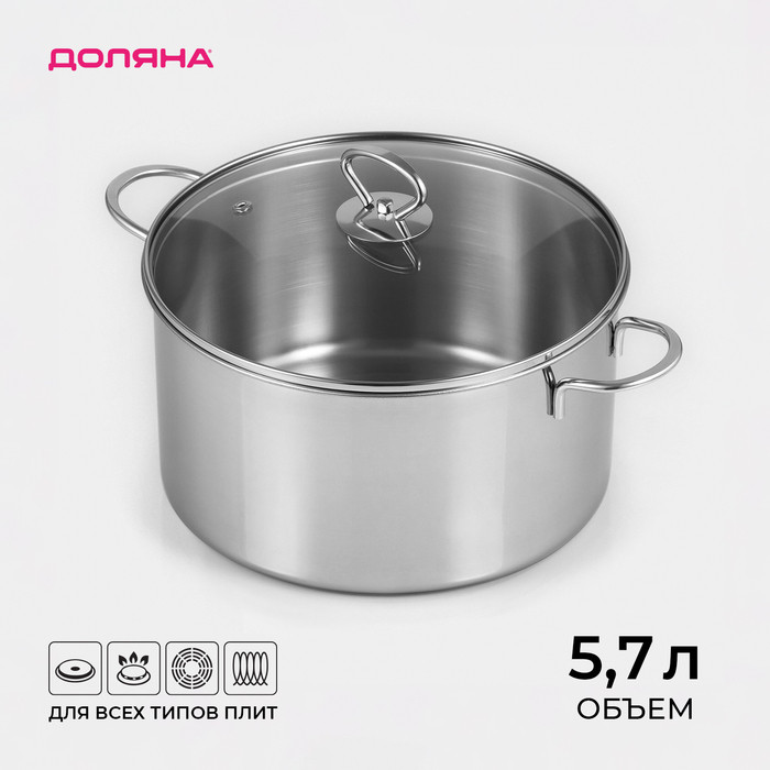 Кастрюля из нержавеющей стали с крышкой «Грейт» | Грейт | Доляна