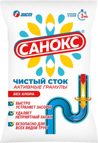Средство для устранения засоров в сливных трубах «Чистый сток. Активные гранулы»