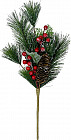 Изделие декоративное «Ветка еловая с красными ягодами и шишками»