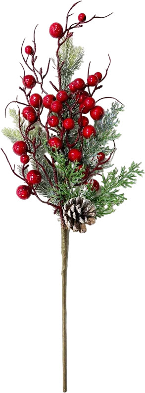 Ветка декоративная еловая | Red berry | Christmas DeLuxe