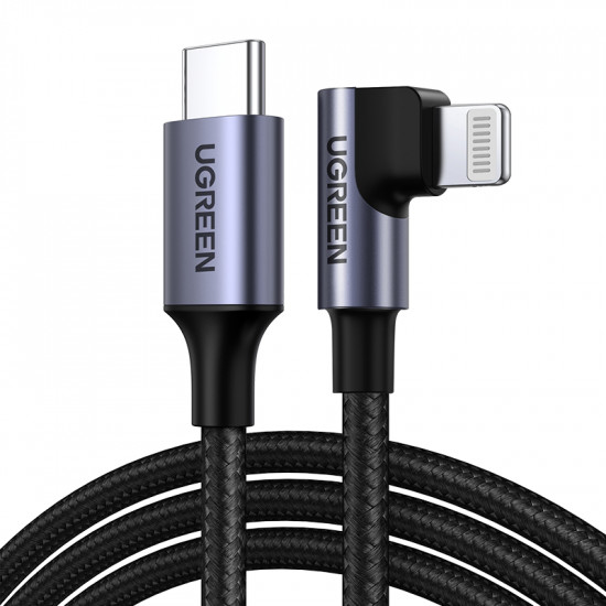 Угловой кабель для зарядки и передачи данных USB C-Lightning