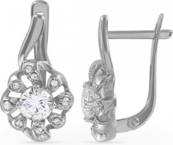 Серьги из серебра с цирконом