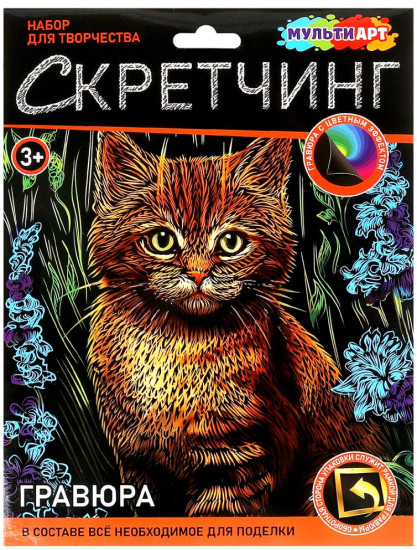 Набор для скретчинга «Котик в цветах»