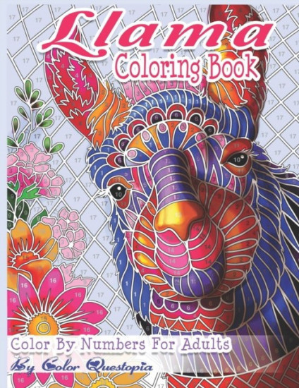 Llama Coloring Book. Color By Numbers For Adults