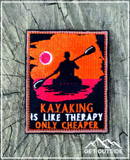 Шеврон «Kayaking is like therapy, only cheaper»