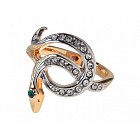 Кольцо «Змейка» (покрытие - позолота с родированием)