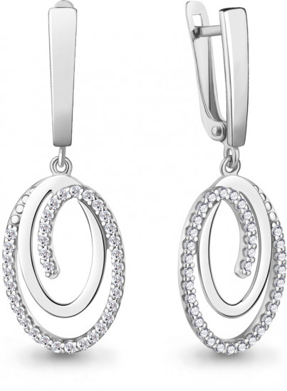 Серьги из серебра с фианитами