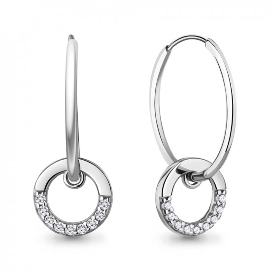 Серьги из серебра с фианитами