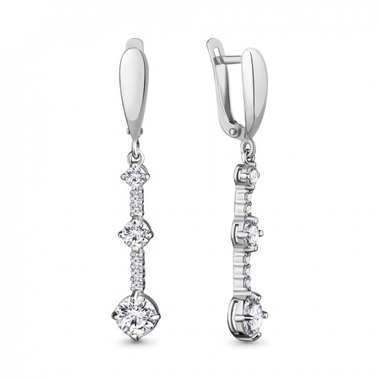 Серьги из серебра с фианитами