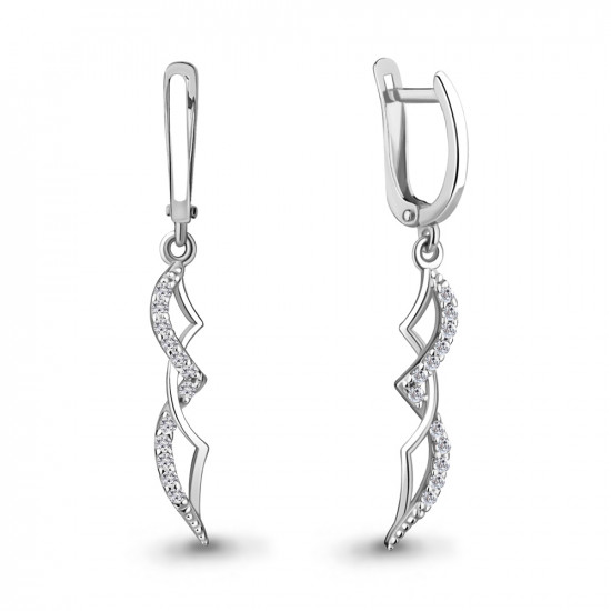 Серьги из серебра с фианитами