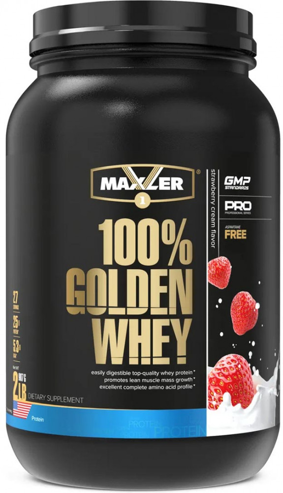 Протеин со вкусом клубники «100% Golden Whey» | Maxler
