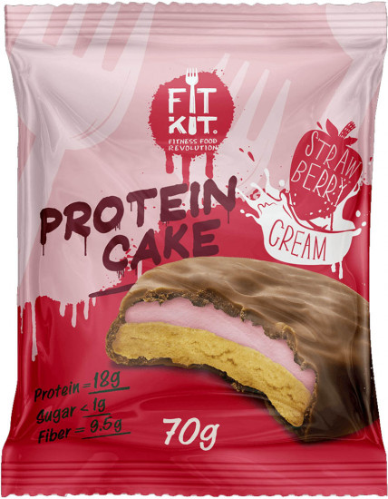 Печенье протеиновое со вкусом клубники со сливками «Protein Cake»