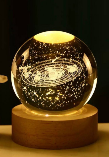 Ночник-шар стеклянный хрустальный 3D «Луна»