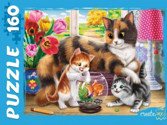 Пазл «Кошка и котята»