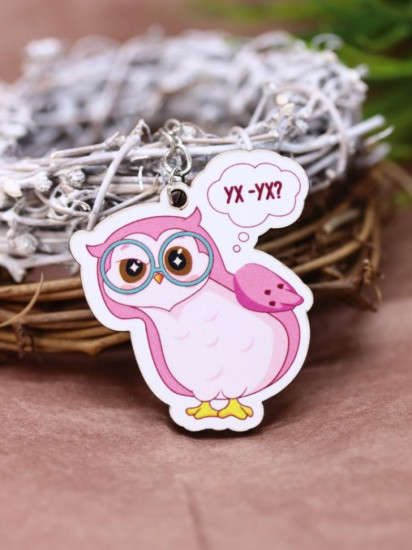 Брелок ECO из дерева «SOVA УХ-УХ?»