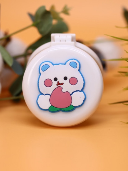Расческа раскладная с зеркалом «Peach bear folding»