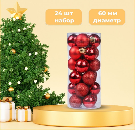 Набор шаров ёлочных «Oget Red»