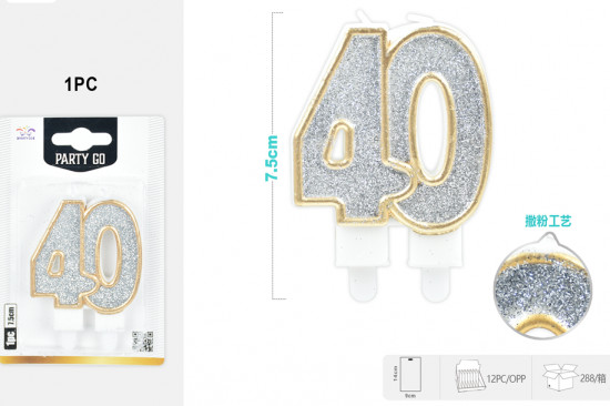 Свеча для торта число 40 «Shiny number»
