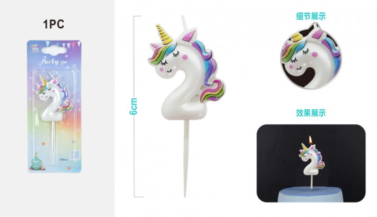 Свеча для торта цифра 2 «Unicorn»