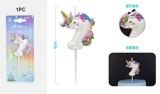 Свеча для торта цифра 7 «Unicorn»
