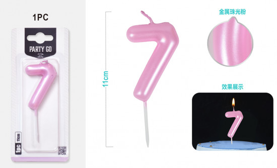 Свеча для торта цифра 7 «Pink glow»