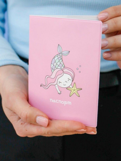 Обложка для паспорта «Mermaid pink»