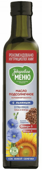 Масло подсолнечное нерафинированное с льняным Extra Virgin