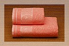 Полотенце махровое гладкокрашеное с рельефным рисунком "Impressione" (Cleanelly, 50х90, цвет коралловый)