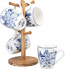 Набор кружек на деревянной подставке «Novel»