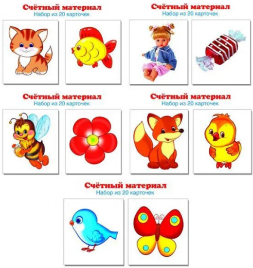 Набор счётного материала для девочек. 5 видов по 20 карточек