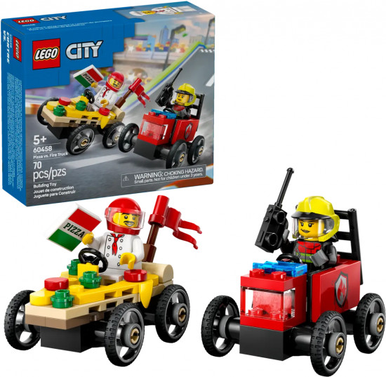 Конструктор LEGO® 60458 Гоночные машинки: пицца против пожарной машины