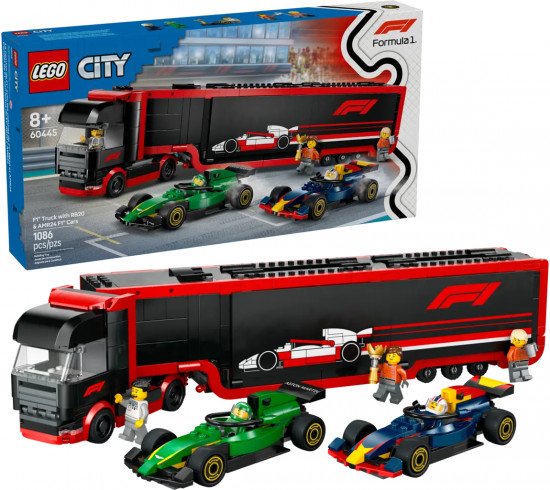 Конструктор LEGO® 60445 Грузовик F1 с болидами RB20 и AMR24 F1