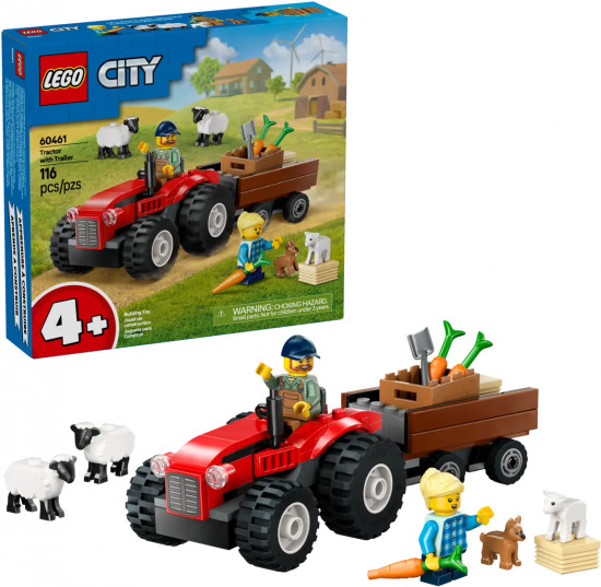 Конструктор LEGO® 60461 Красный трактор с прицепом и овцами
