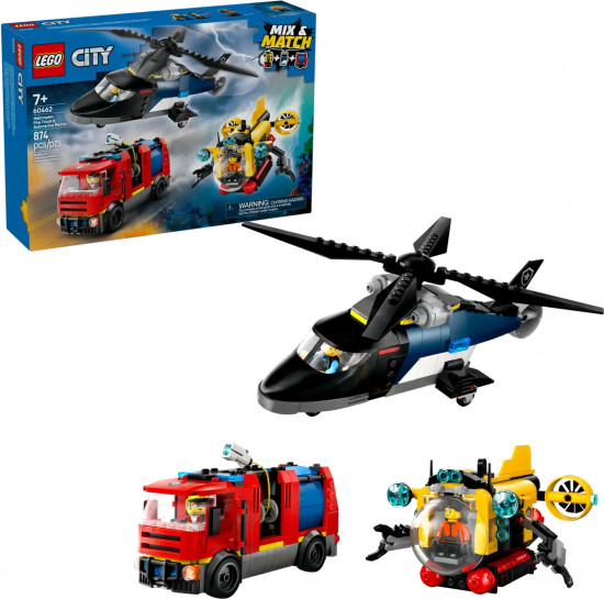 Конструктор LEGO® 60462 Вертолет, пожарная машина и подводная лодка