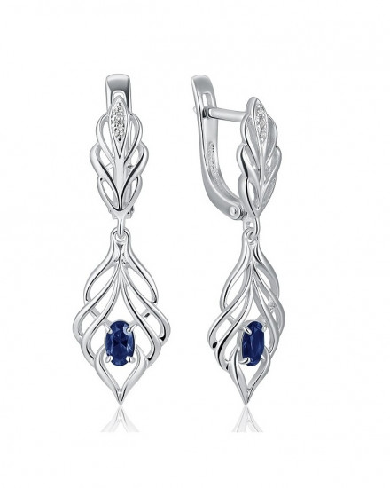 Серьги из серебра с кварцем и фианитами