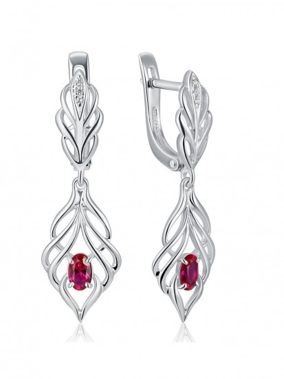 Серьги из серебра с кварцем и фианитами