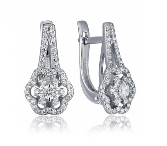 Серьги из серебра с фианитами