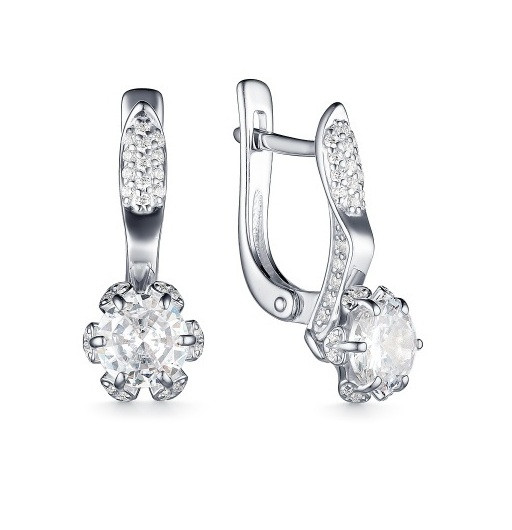 Серьги из серебра с фианитами