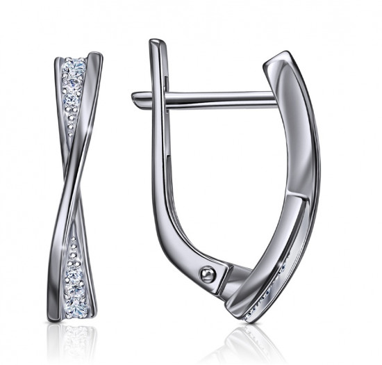 Серьги из серебра с фианитами