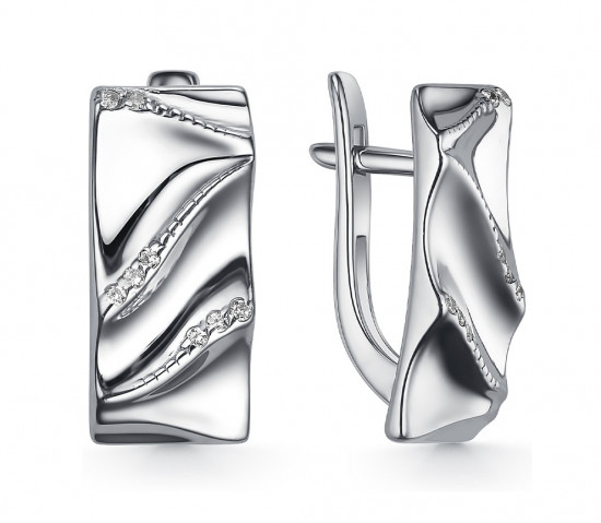 Серьги из серебра с фианитами